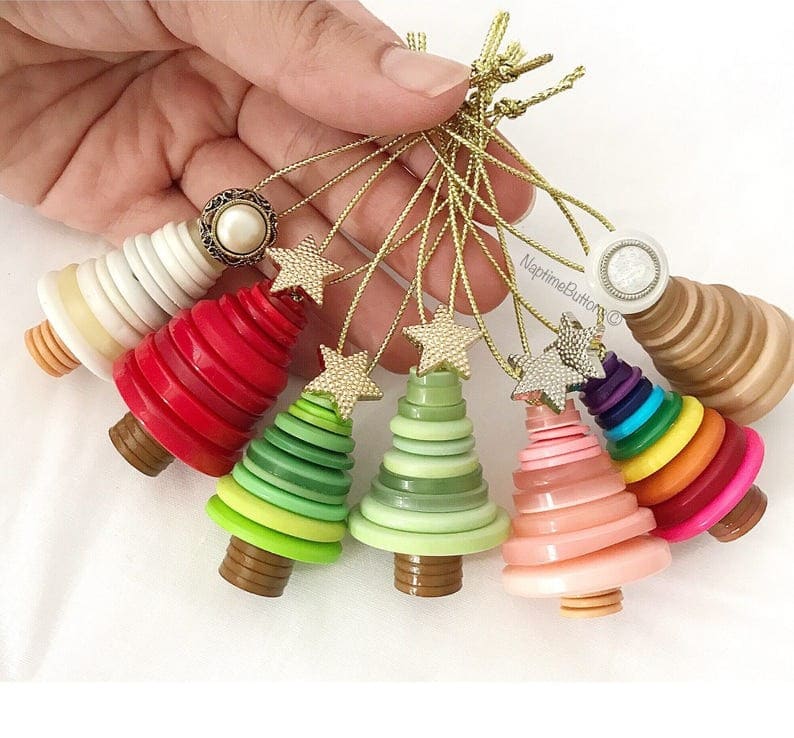 Stacked Button Christmas Tree Ornaments
