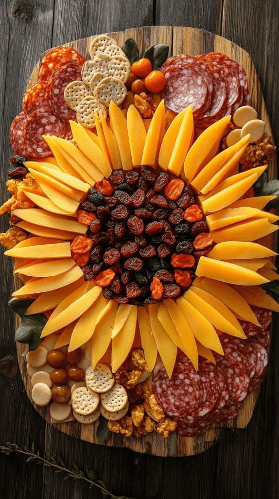 Sunflower-Inspired Cheese and Charcuterie Board