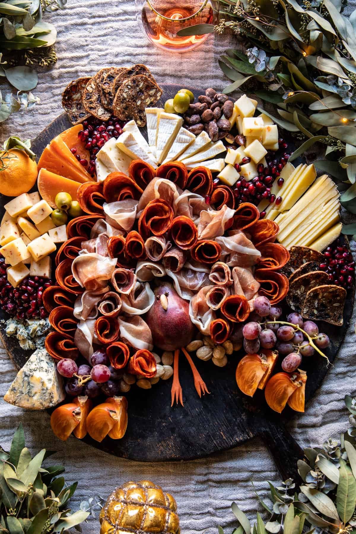 Turkey Charcuterie Board with Festive Flair