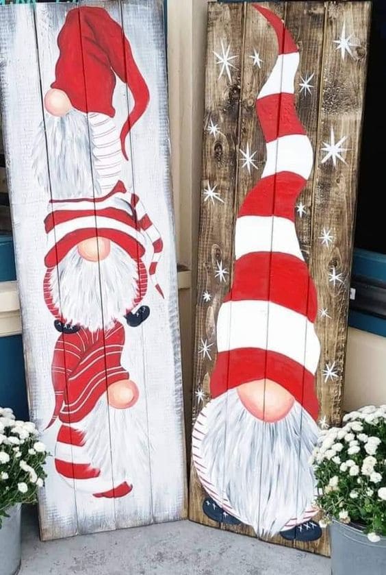 Whimsical Pallet Gnome Porch Signs