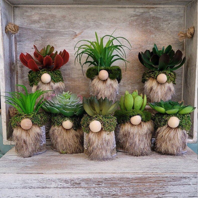 Whimsical Succulent Gnome Planters