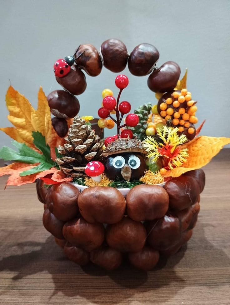Autumn Chestnut Basket Centerpiece
