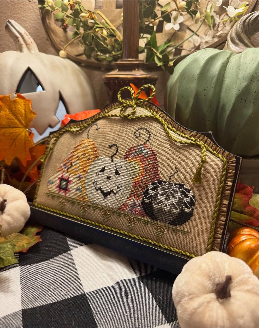 Autumn Pumpkin Cross Stitch Display