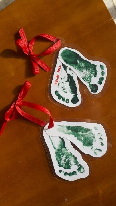 20 Fun Christmas Footprint Crafts to Make with Little Feet Baby Footprint Christmas Ornaments