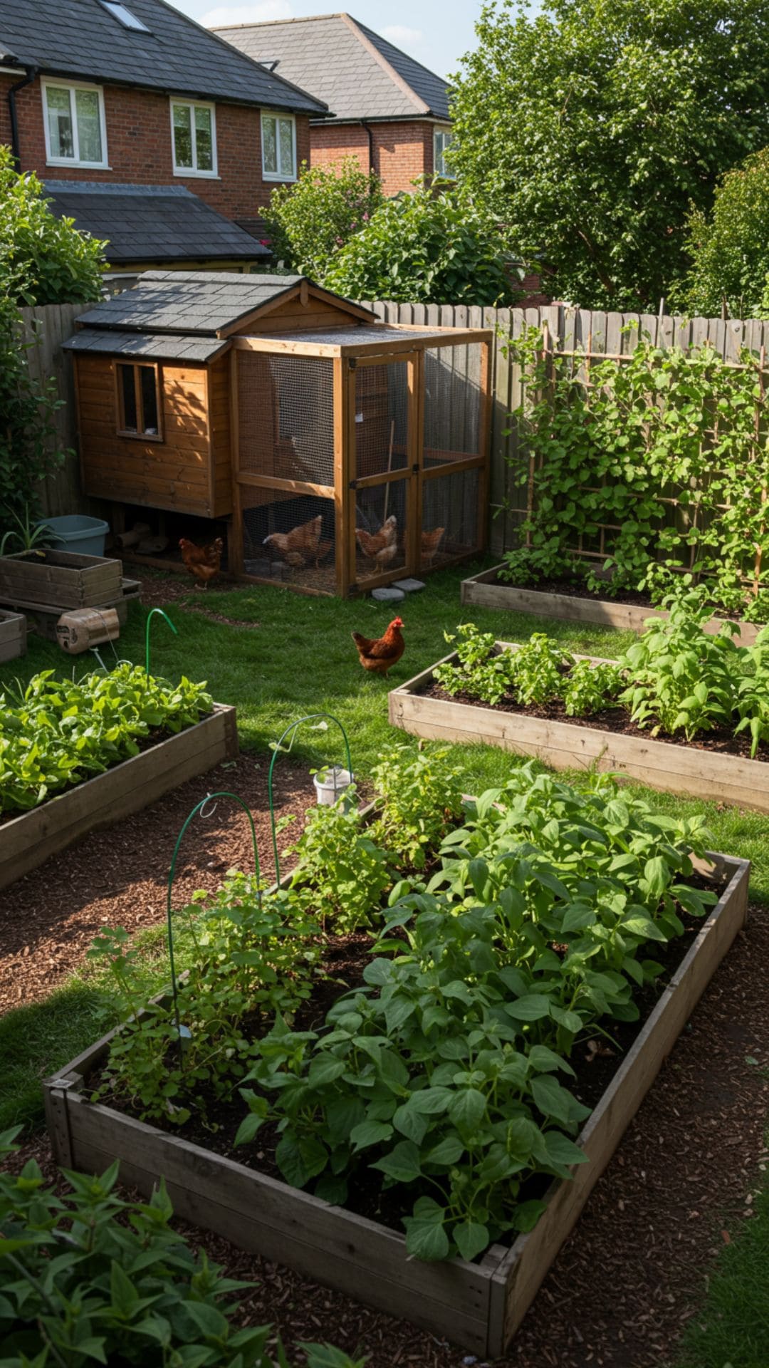 18 Homestead Garden Layout Ideas for Self-Sufficient Living Backyard Garden and Chicken Coop Harmony