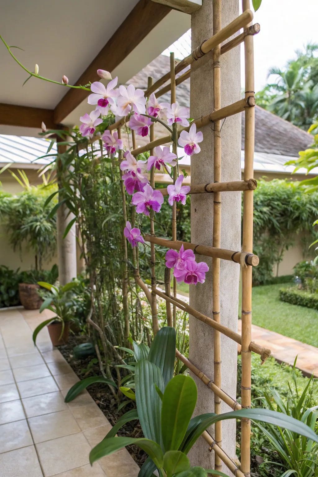 Bamboo Trellis Orchid Display