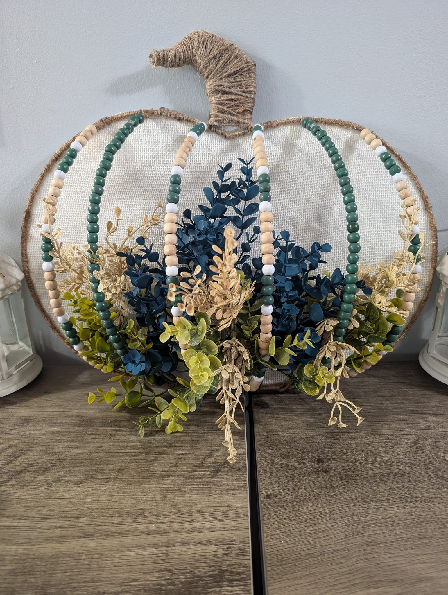Beaded Burlap Pumpkin Wall Art