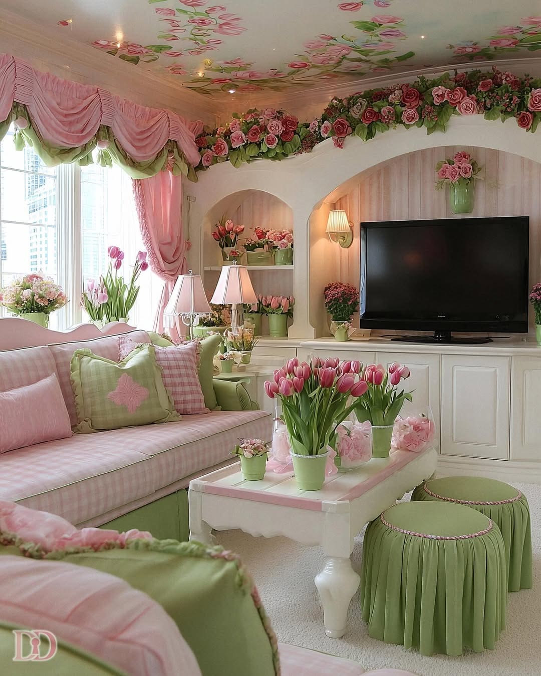 Blooming Pastel Living Room