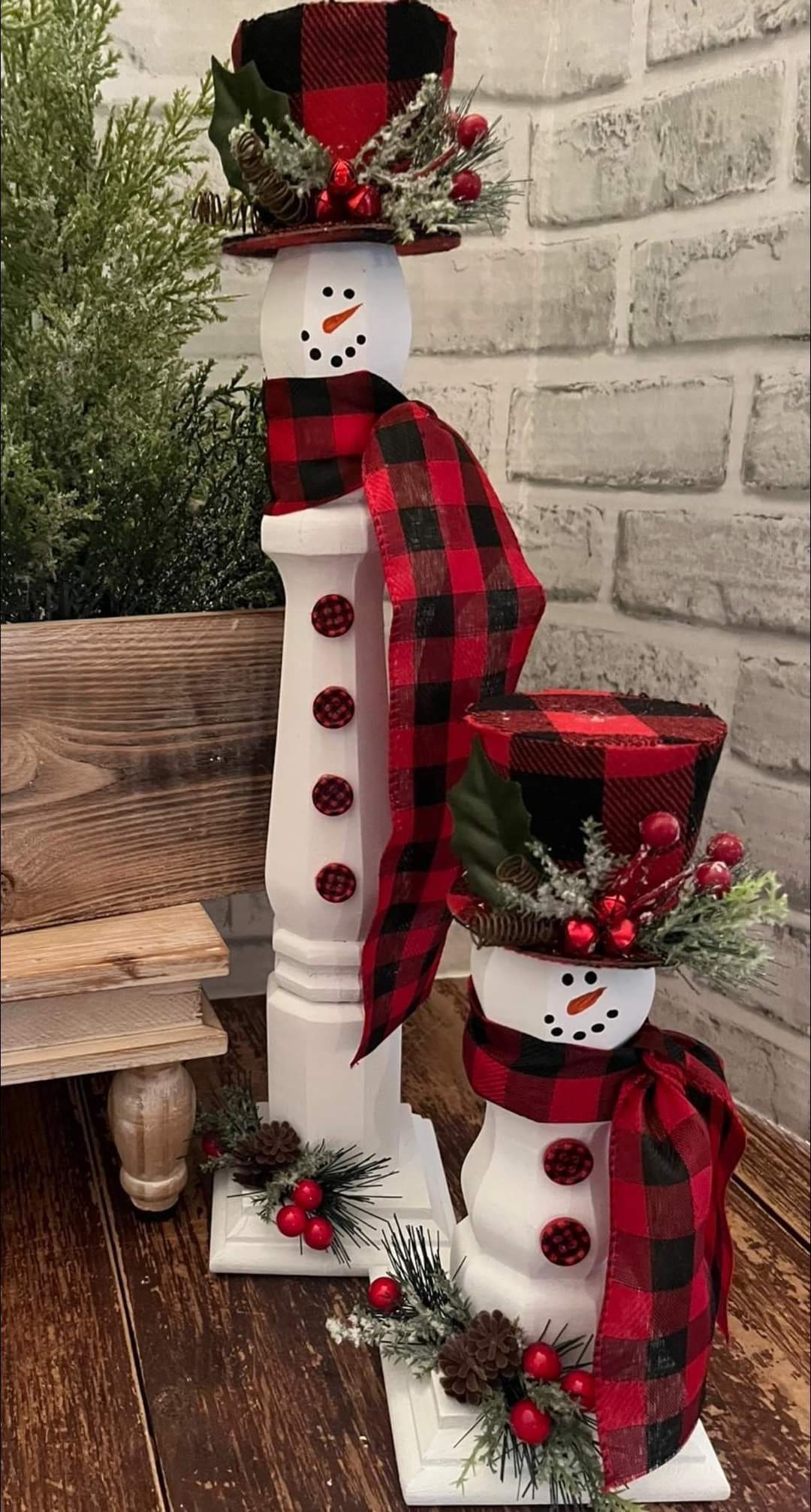 Buffalo Plaid Snowman Duo