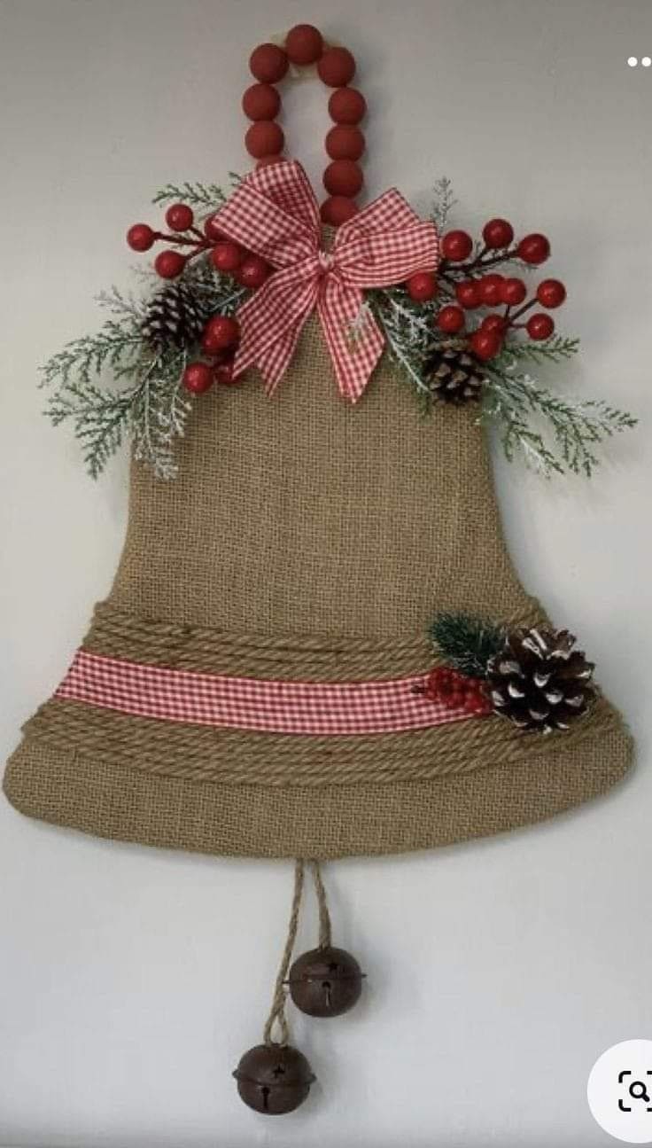 Burlap Christmas Bell Wall Hanging