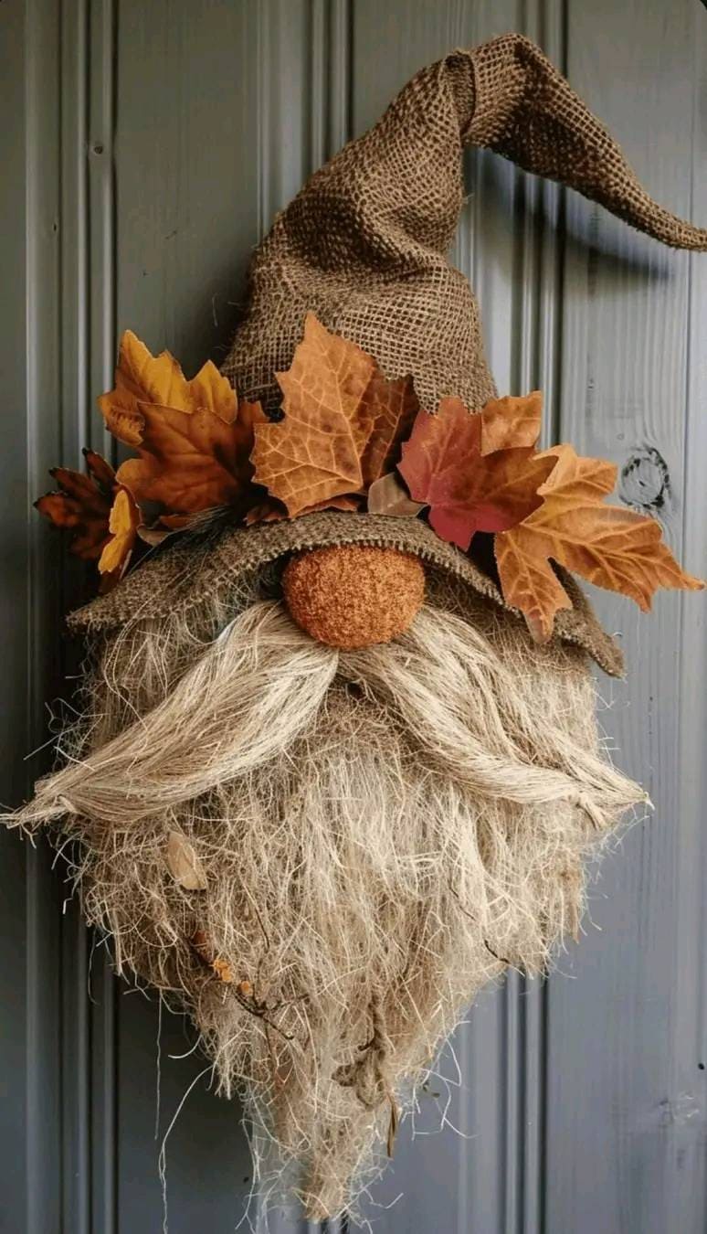 Burlap Fall Gnome Door Hanger