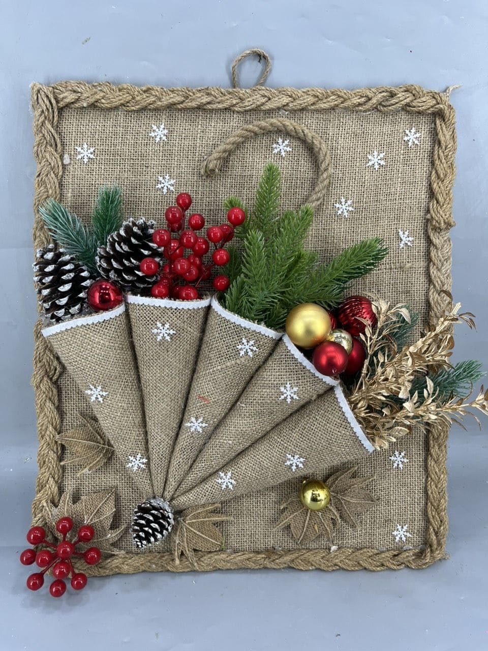 Burlap Umbrella Christmas Wall Decor