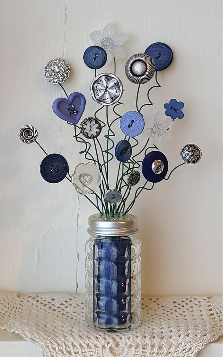 Button Flower Bouquet in a Salt Shaker