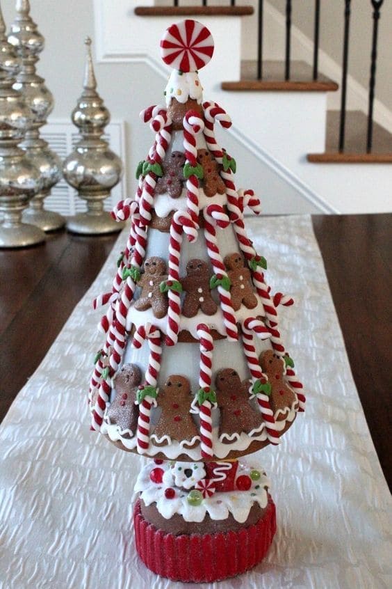 Candy Cane Gingerbread Christmas Tree