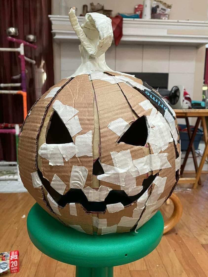 Cardboard Jack-O-Lantern Sculpture