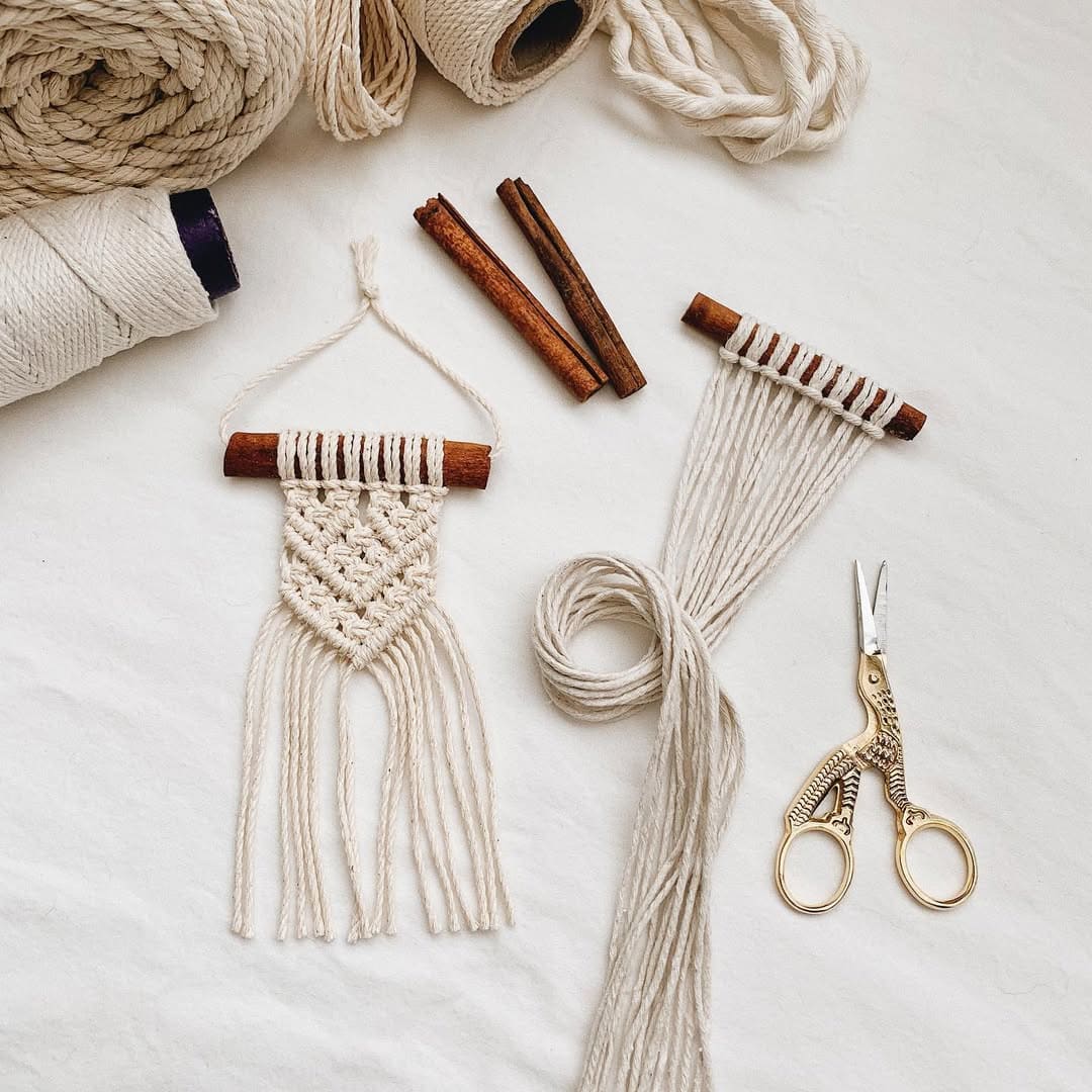 Cinnamon Stick Mini Macrame Wall Hanging