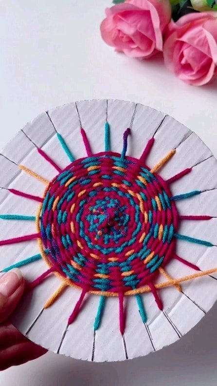 Circular Cardboard Weaving Art