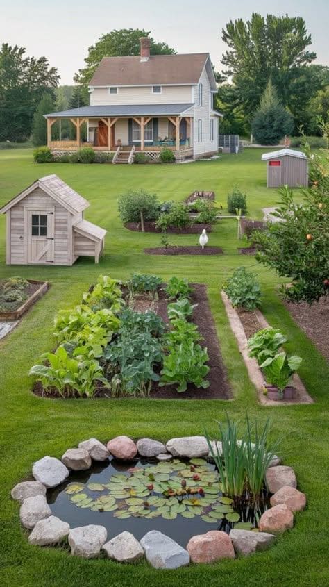 18 Homestead Garden Layout Ideas for Self-Sufficient Living Classic Homestead Garden Retreat
