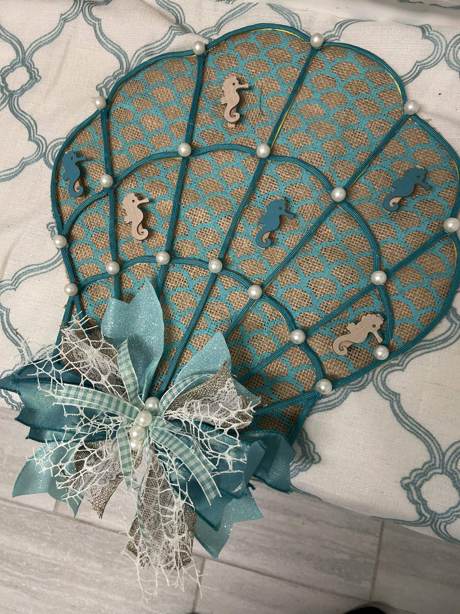 Coastal Burlap Seashell Wall Decor