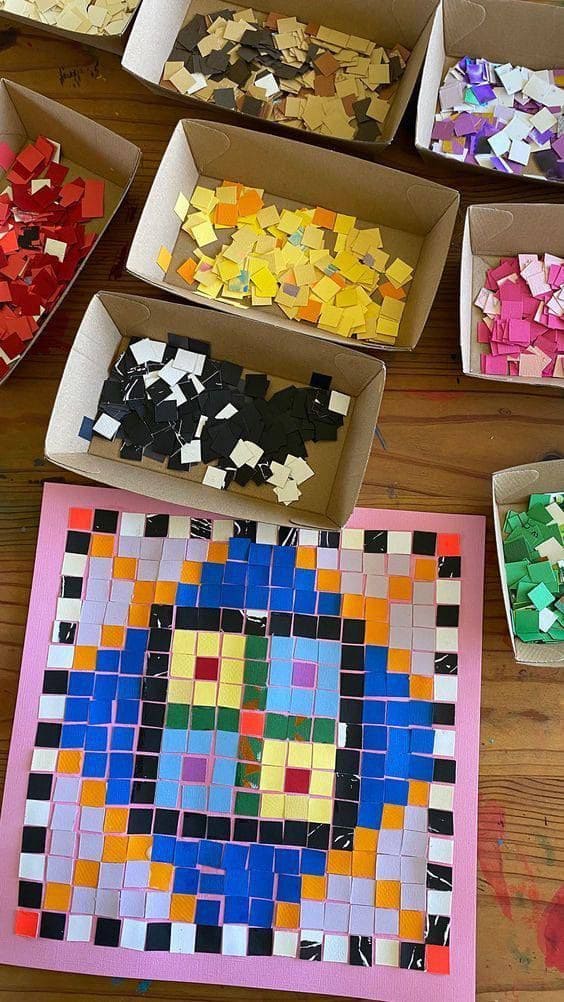 Color Explosion Paper Mosaic Art