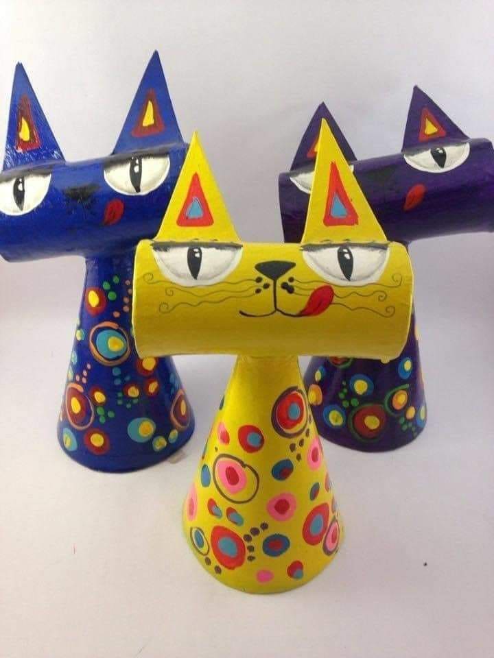 Colorful Toilet Paper Roll Cats