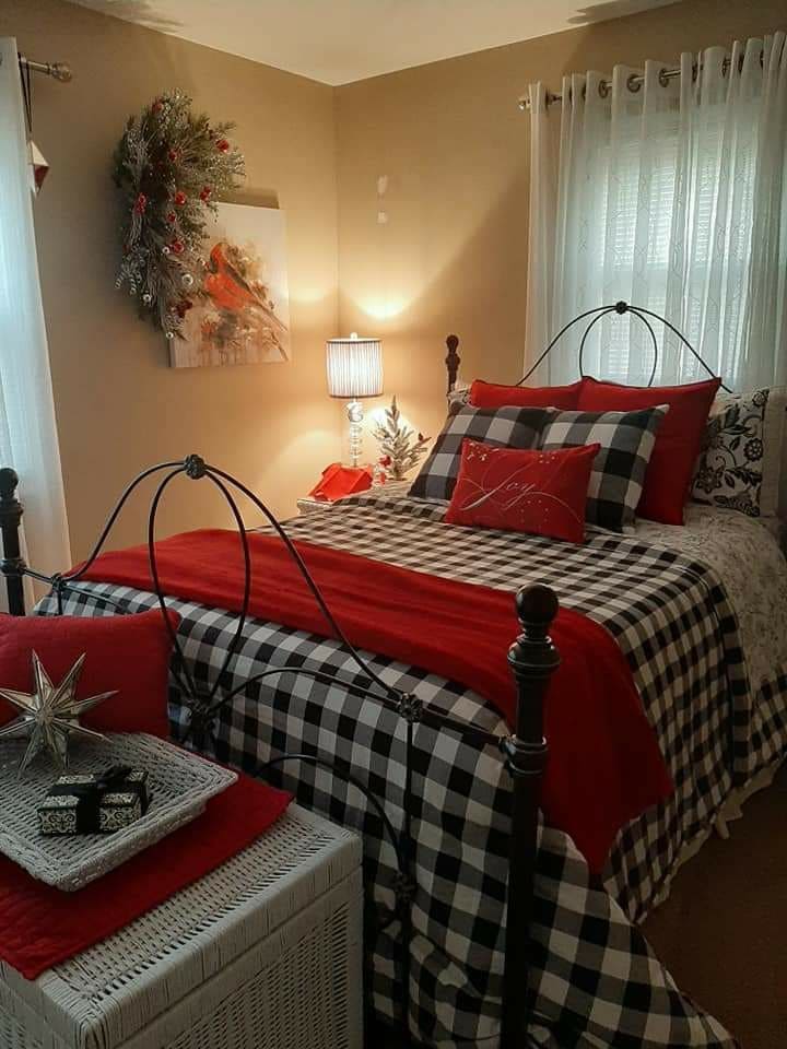 Cozy Buffalo Check Christmas Bedroom