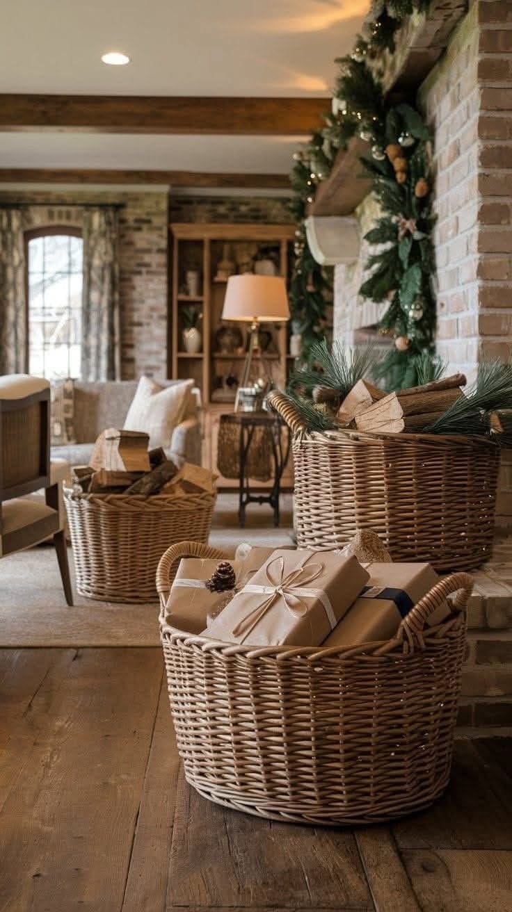Cozy Hearthside Basket Display