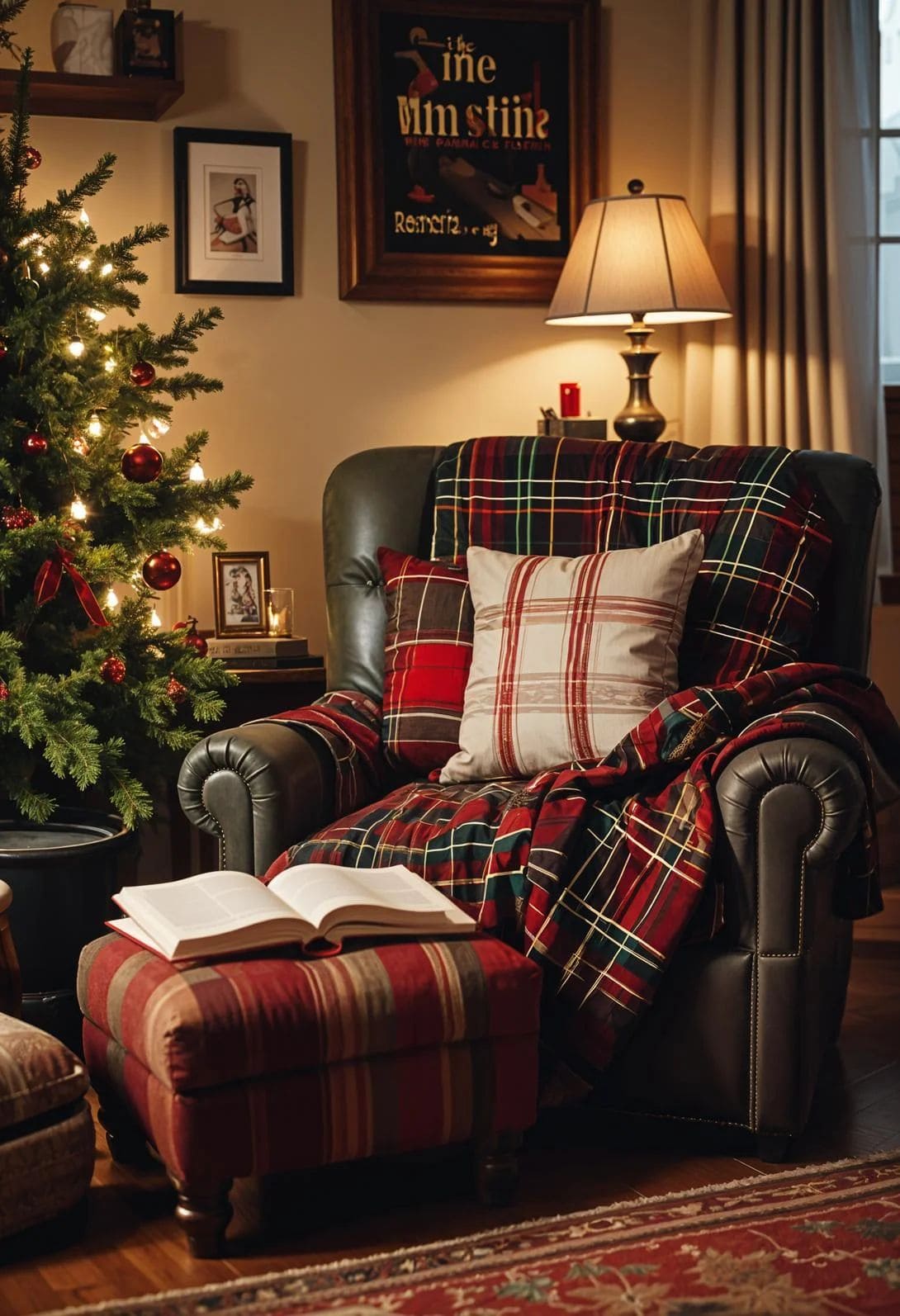 Cozy Plaid Reading Nook