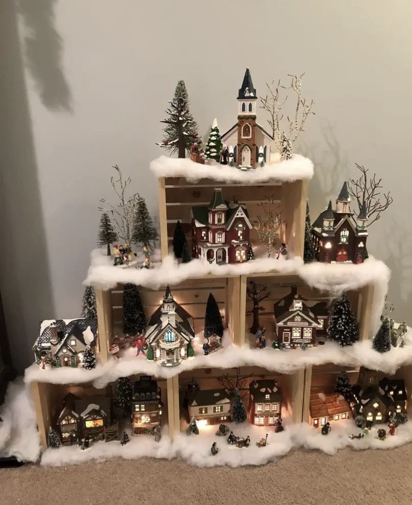 Crate Stack Christmas Village Display