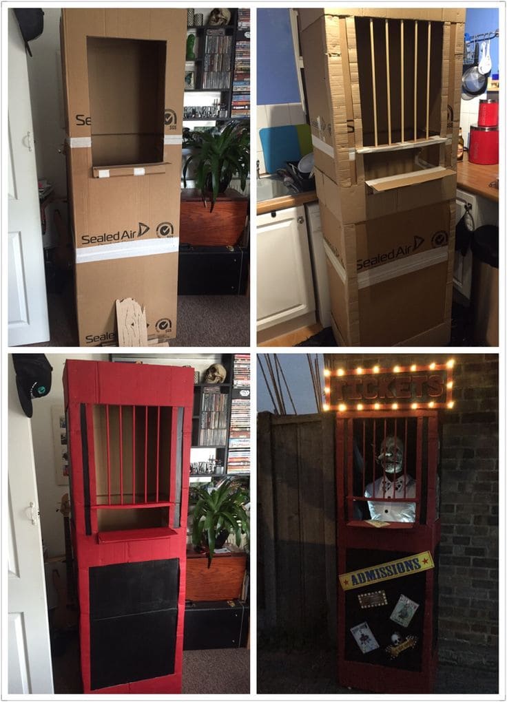 Creepy Cardboard Ticket Booth Prop