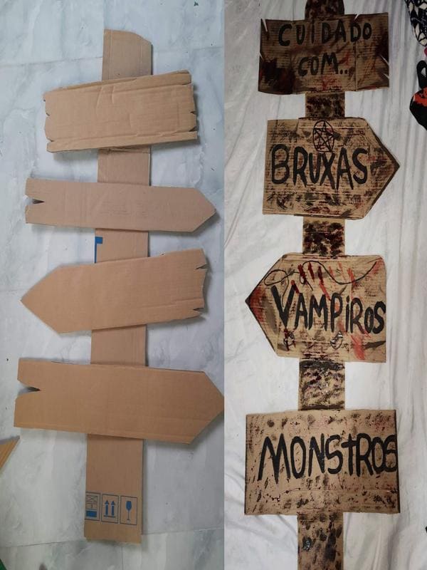 DIY Cardboard Halloween Direction Sign