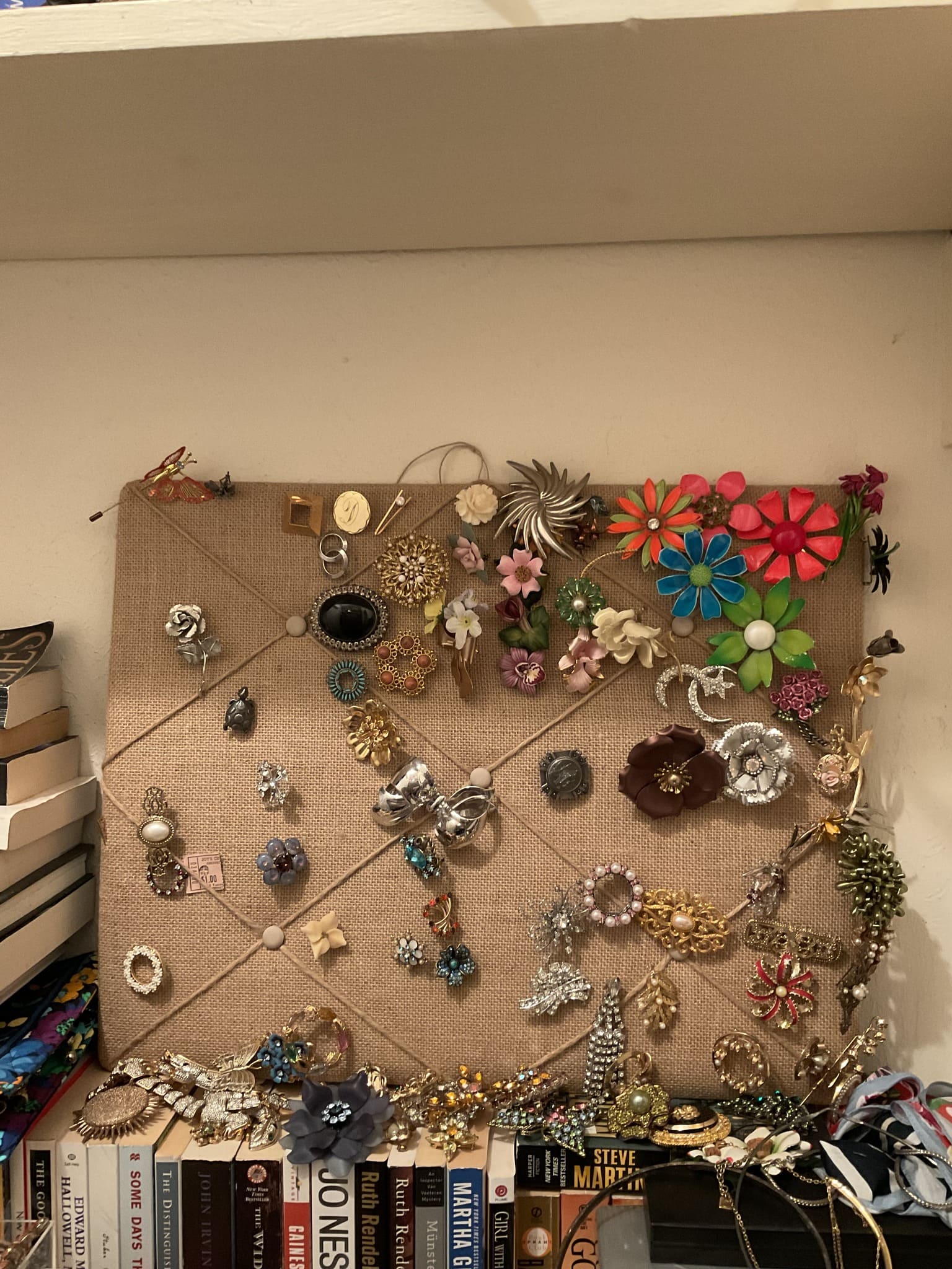 Eclectic Burlap Brooch Pin Board