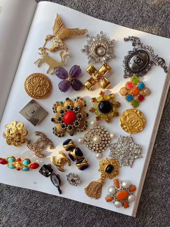 Editorial Brooch Flat Lay Display
