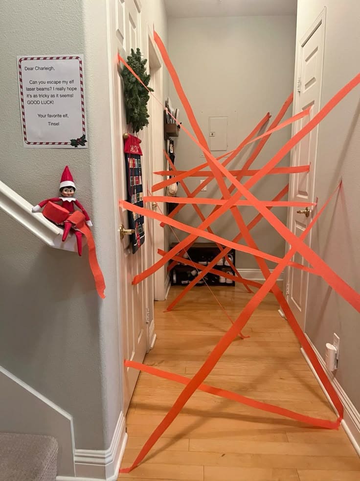 25 Hilarious Elf on the Shelf Ideas Crack Up the Whole Family Elf Laser Mission Challenge