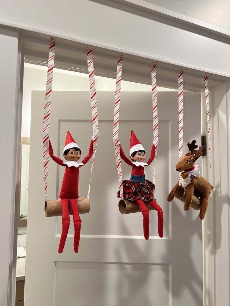 25 Hilarious Elf on the Shelf Ideas Crack Up the Whole Family Elf Swing Adventure
