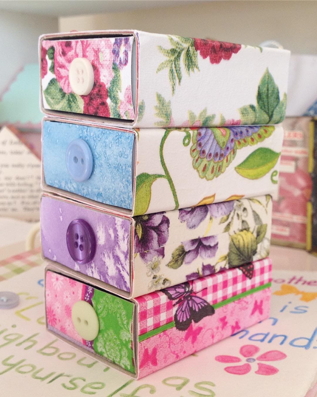 Fabric-Covered Matchbox Drawers