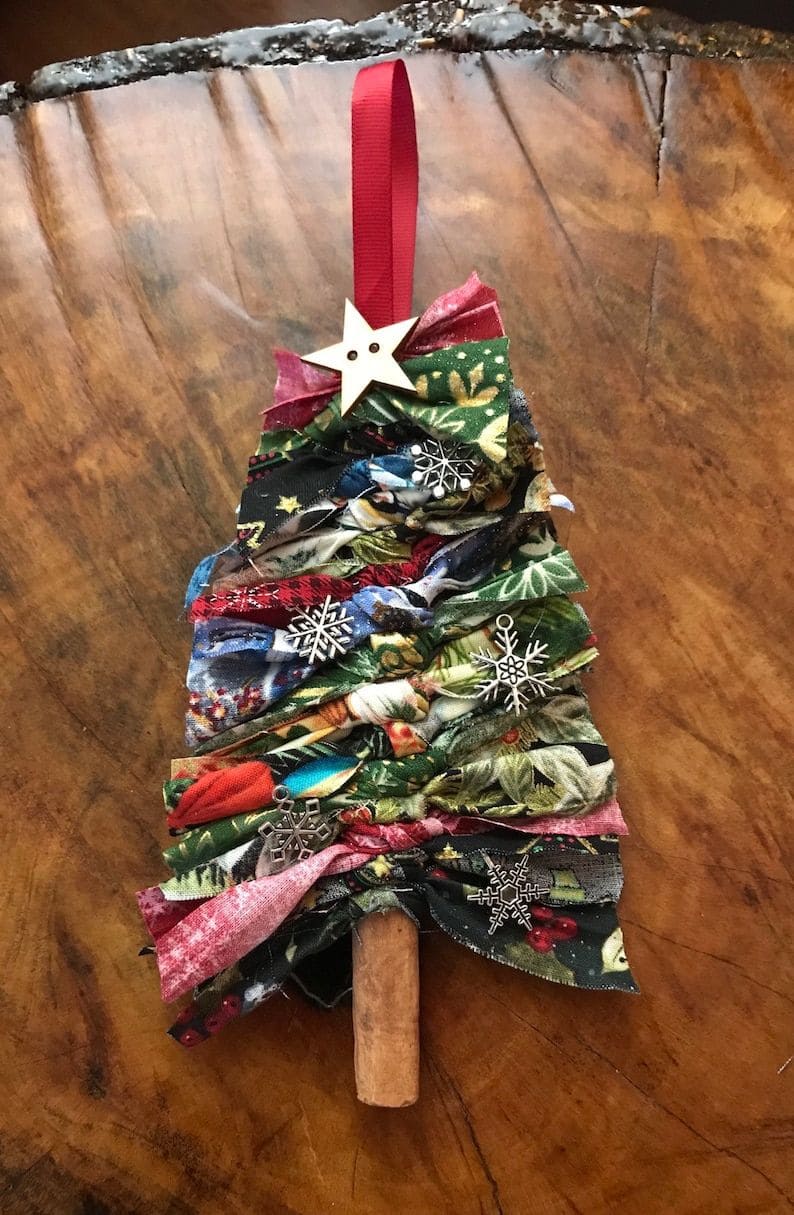 Fabric Scrap Christmas Tree Ornament