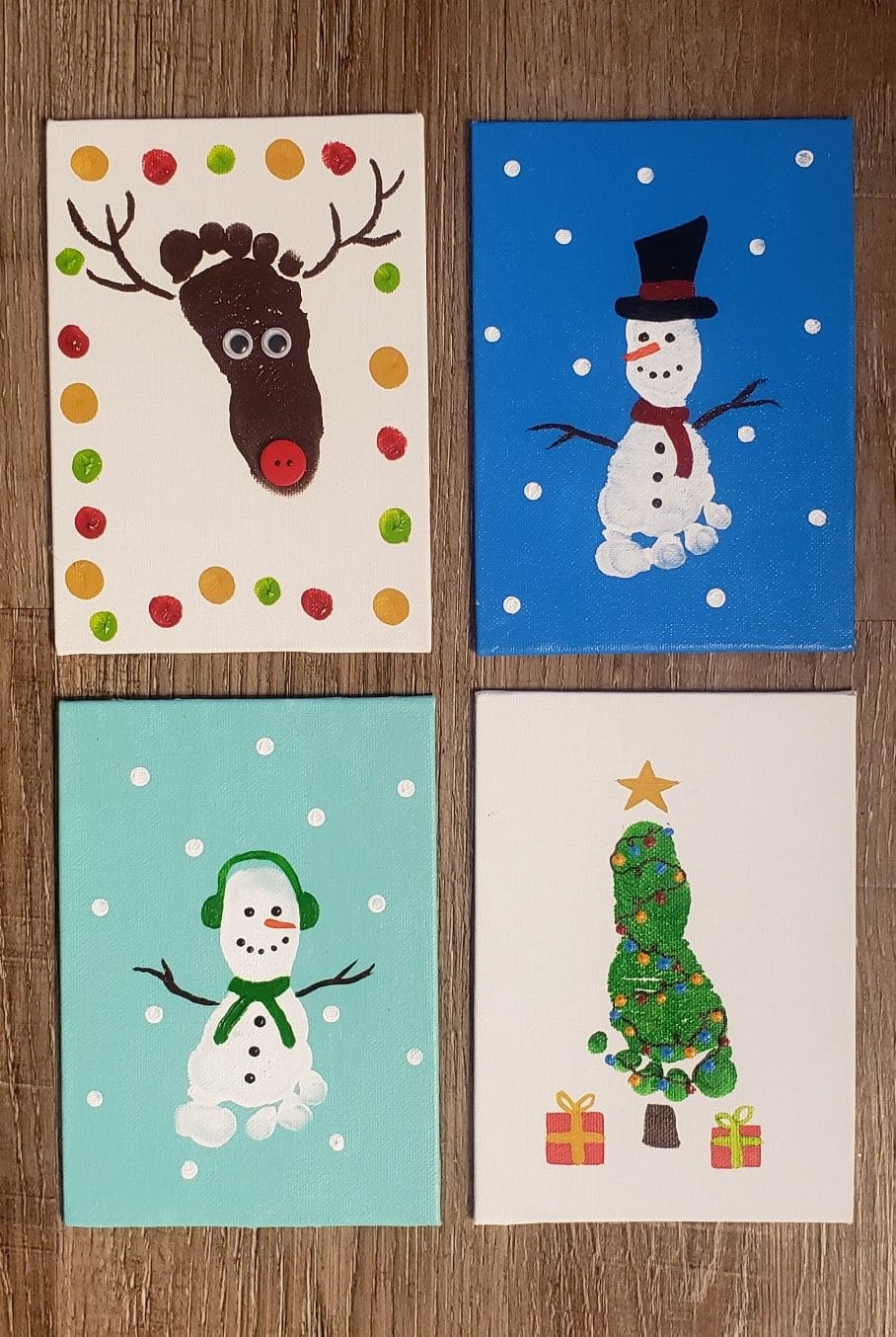 20 Fun Christmas Footprint Crafts to Make with Little Feet Festive Footprint Canvas Collection