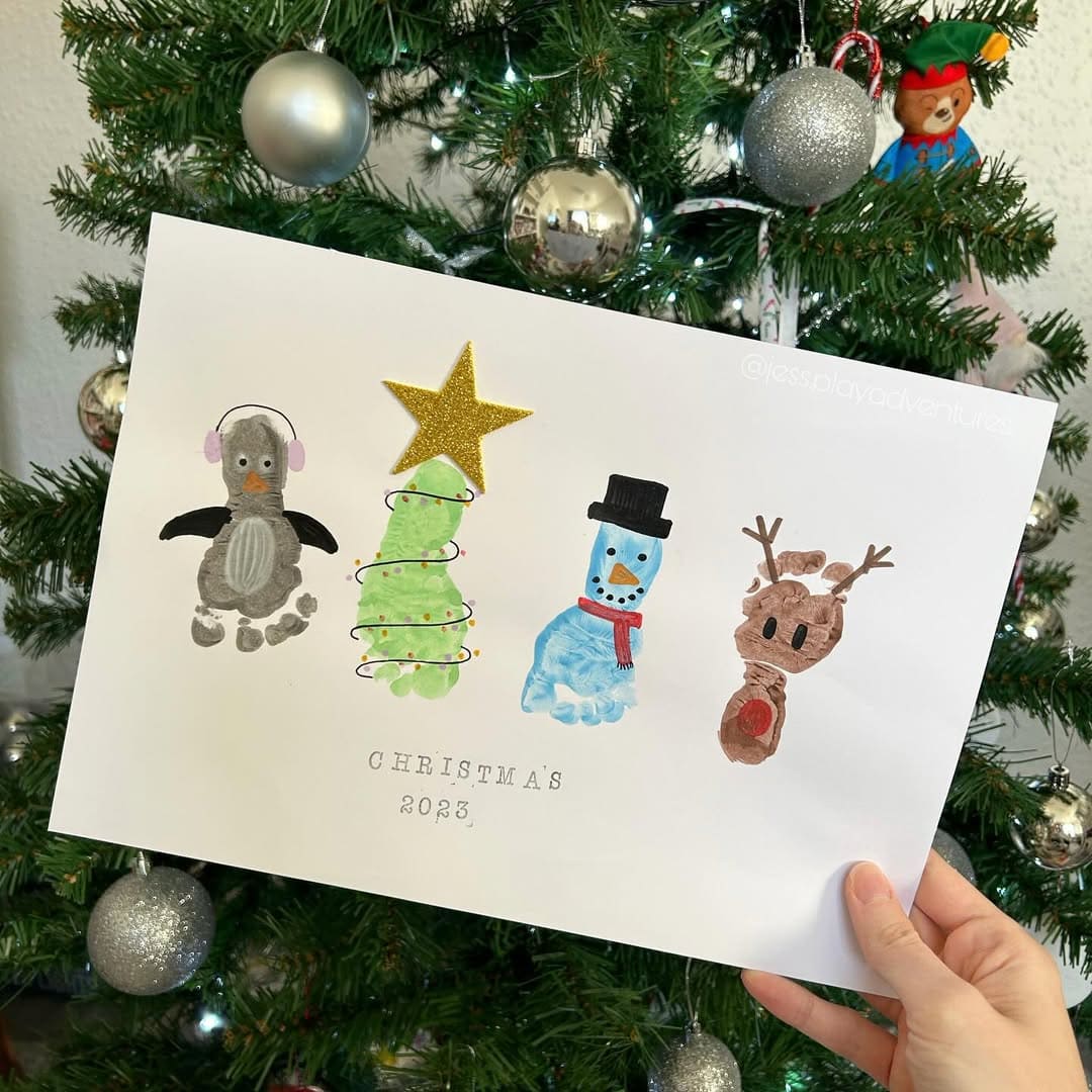 20 Fun Christmas Footprint Crafts to Make with Little Feet Festive Footprint Friends Keepsake