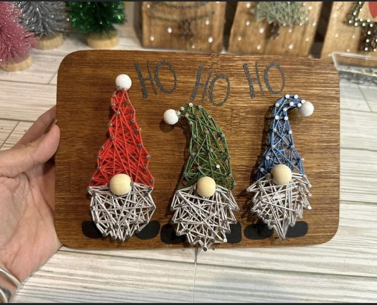 Festive Gnome Trio String Art
