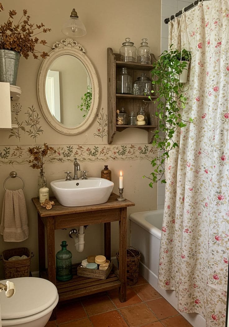 Floral Cottagecore Bathroom Retreat