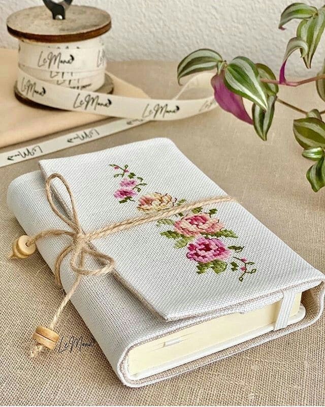 Floral Cross Stitch Notebook Cover