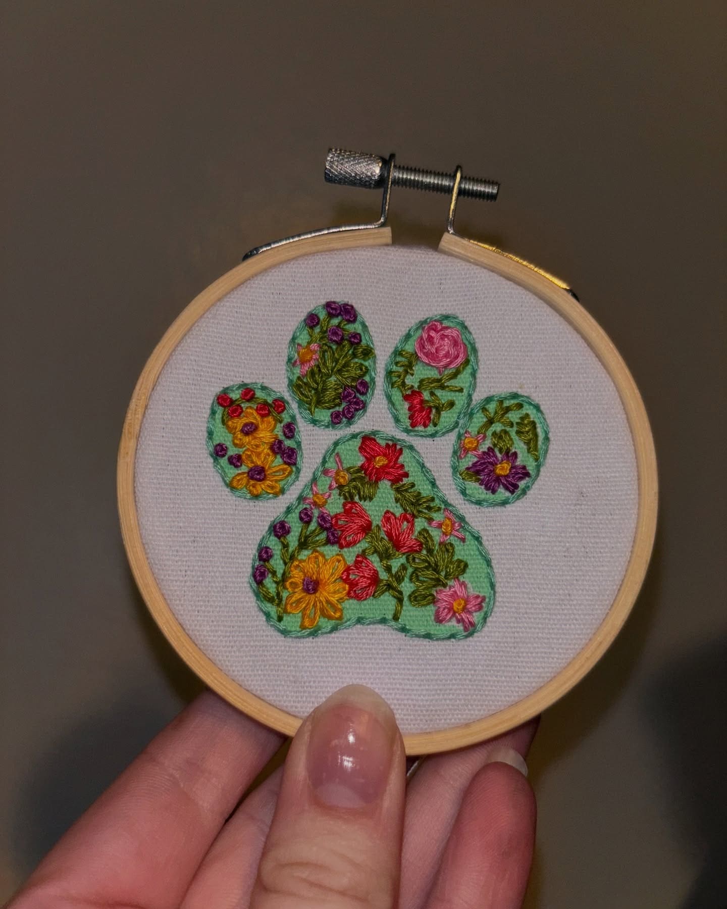 Floral Paw Print Embroidery