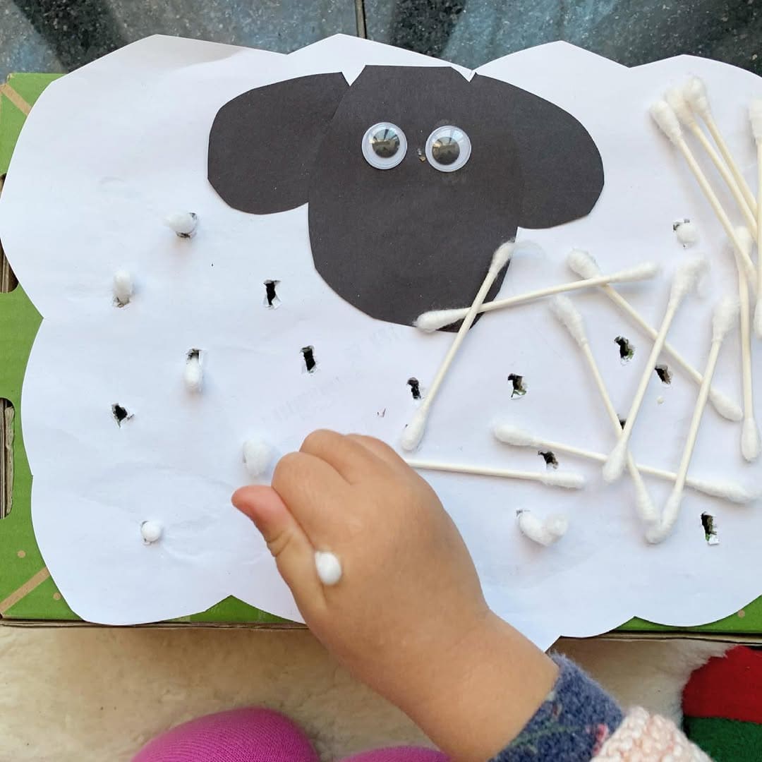 Fluffy Q-Tip Sheep Craft