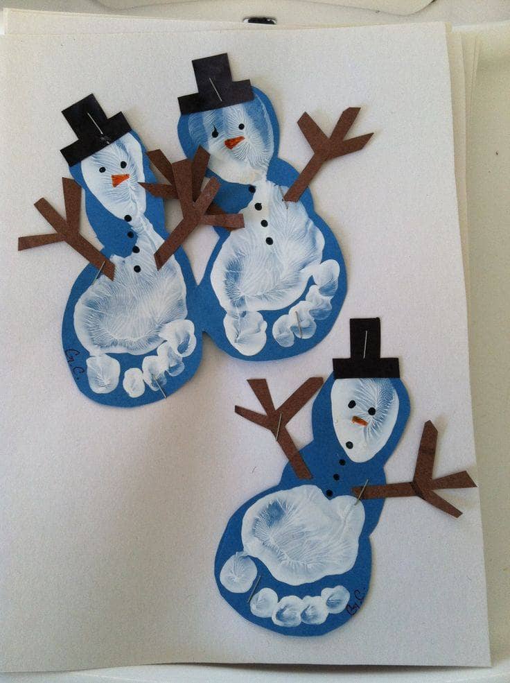 20 Fun Christmas Footprint Crafts to Make with Little Feet Footprint Snowman Cutout Craft