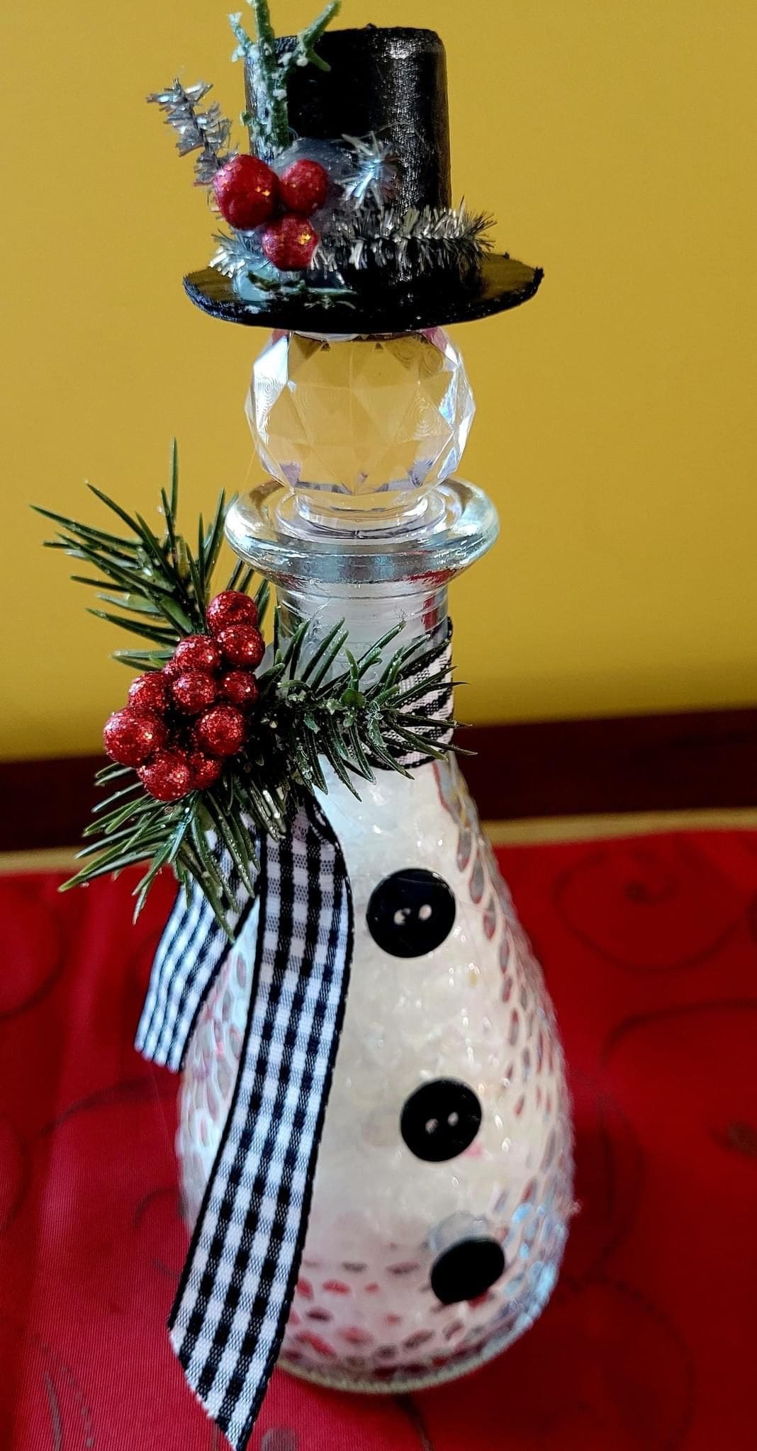 Frosted Glass Snowman Bottle