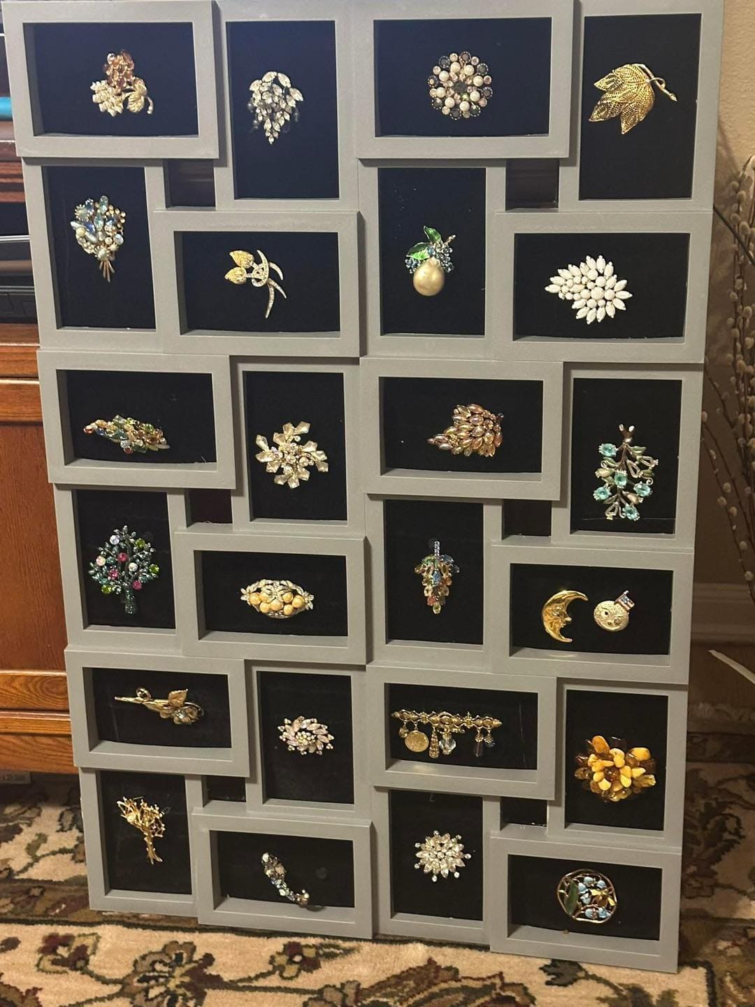 Geometric Shadow Box Brooch Display Frame