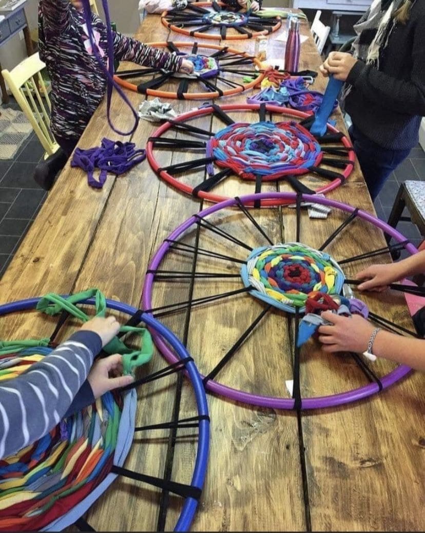 Giant Hula Hoop Weaving Art