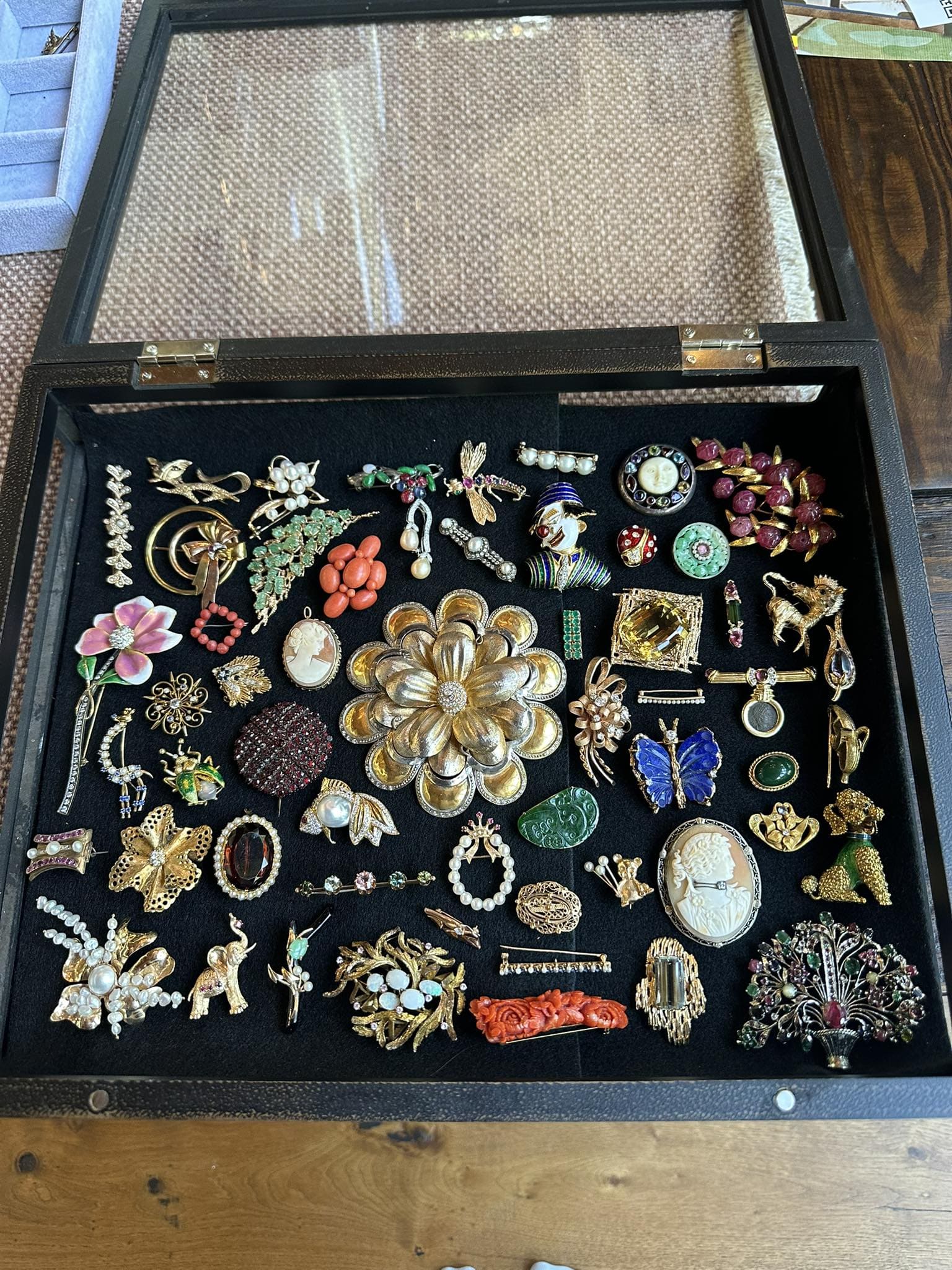 Glass-Top Jewelry Box Brooch Display