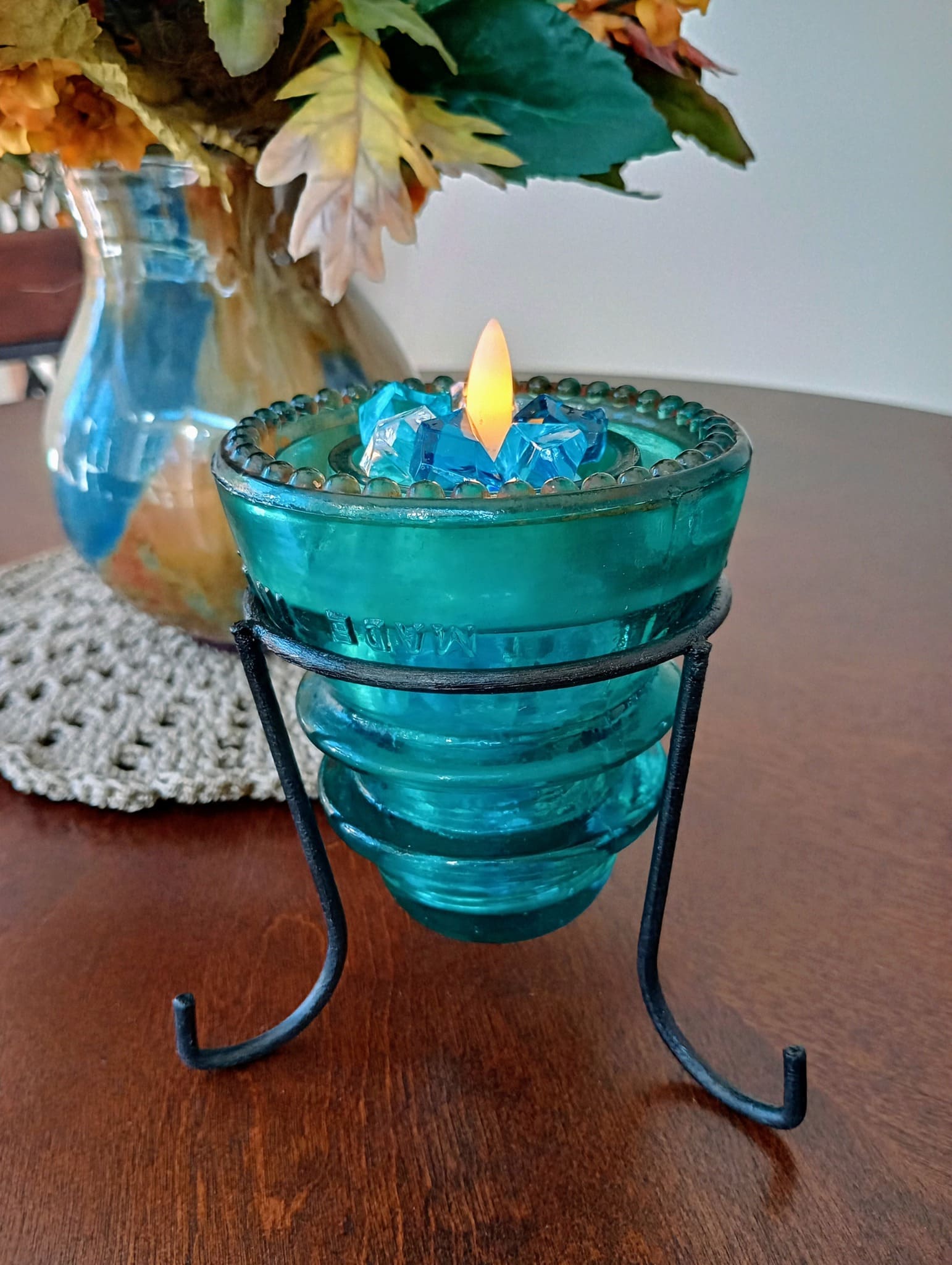 Glowing Glass Insulator Candle Stand